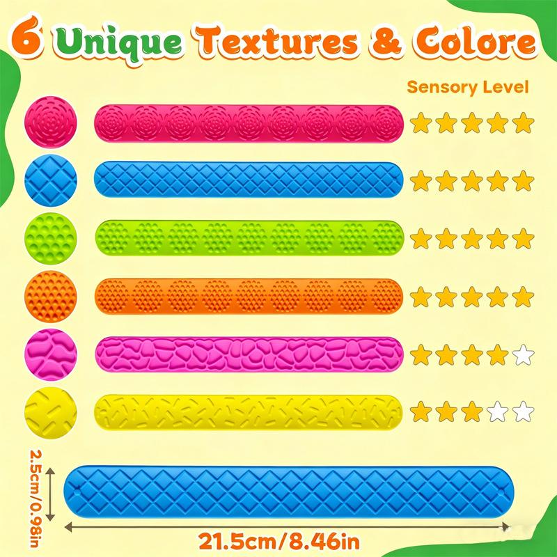 1/6Pcs Creativity Fidget Toys Slap Bracelets Textured Silicone Sensory Toys for Kids Autism Calming Sensory Wristband Toy