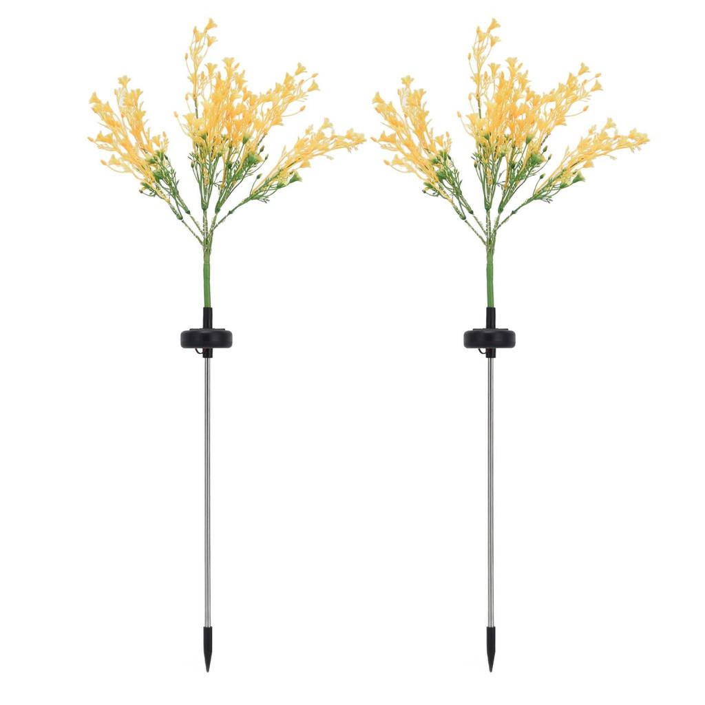 J-ouuo 2pcs Rape Flower Solar Light IP44 Waterproof Solar Powered Flower Garden Ground Light for Courtyard Porch Fence Terrace