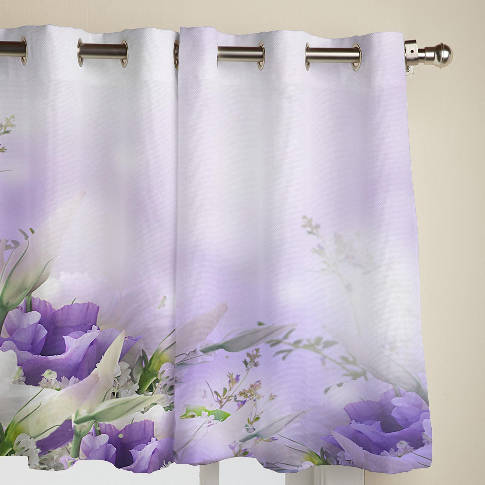 Фиолетовый завод цветок оконная занавеска спальня гостиная оконные шторы кухонные — фото 4