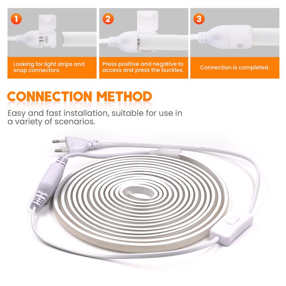 Dim Edilebilir COB LED Neon Şerit Işık 220V Dimmer Anahtar Güç Kiti Yüksek Yoğunluklu 288 LED Doğrusal Aydınlatma IP68 Su Geçirmez Esnek Şerit