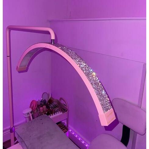 FOSOTO Fast Shipping Led Half Moon Eyelash Extension Floor Lamp Beauty Salon Make Ring Light for Nail Artist Lashes Extension