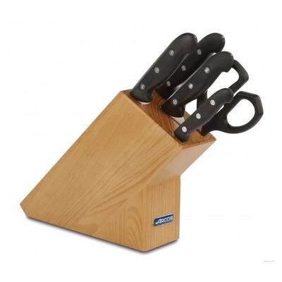 Knife Block - Arcos - MAITRE - 4 Knives + 1 Scissors - NITRUM Stainless Steel Blades - Pine Wood