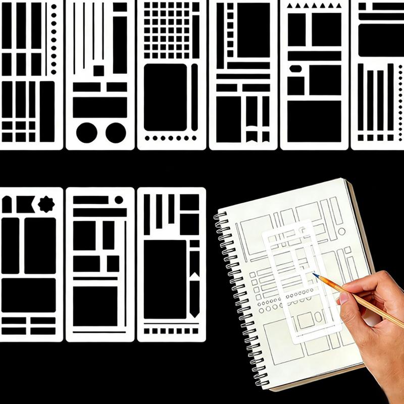 DIY Scrapbooking Record Template Flexible Handmade Stencils Tool 3 9pcs for Drawing Planners Art Craft Projects