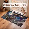 Space Cosmic Theme Crystal Velvet Floor Rug Personalized Custom Name Text Warm Carpet Home Decoration