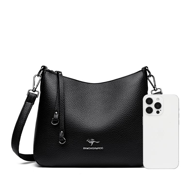 Women's Vintage Leather Crossbody Bag Multi-Pocket Soft Leather Shoulder Bag Tassel Shoulder Bag for Daily Use Shopping Commuting