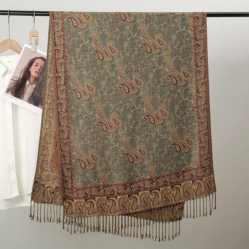 Fashion Bohemian Ethnic Floral Tassel Pashmina Shawl Scarf Lady Soft Autumn Female Hijabs And Wraps Bufandas Muslim Bandana