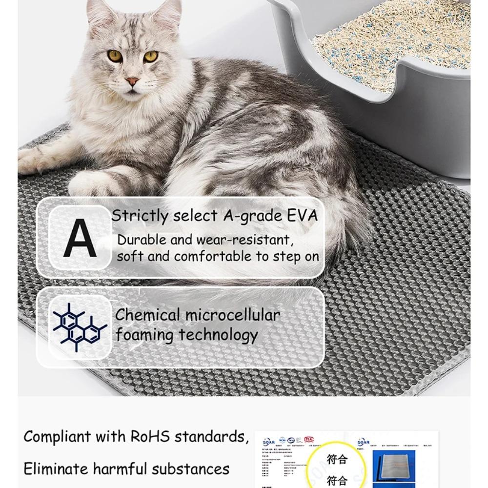 Kedi Kumu Matı Çift Katmanlı Su Geçirmez İdrar Geçirmez Tuzak Matı Kolay Temizlenebilir Kaymaz Tuvalet Pedi Kedi Tırmalama Pedi Büyük Ayak Pedi
