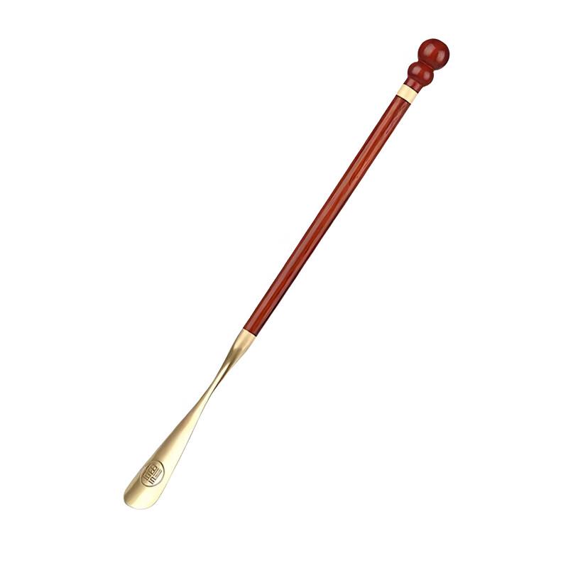 Lelandy Solid Wood Long-Handle Shoehorn with Brass Head