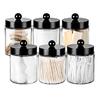 B97A-Baumwolle 6er-Pack Klarglasflasche Für Badezimmer Behälter Aufbewahrung Wattestäbchenhalter Für Waschtisch Kosmetik-Organizer