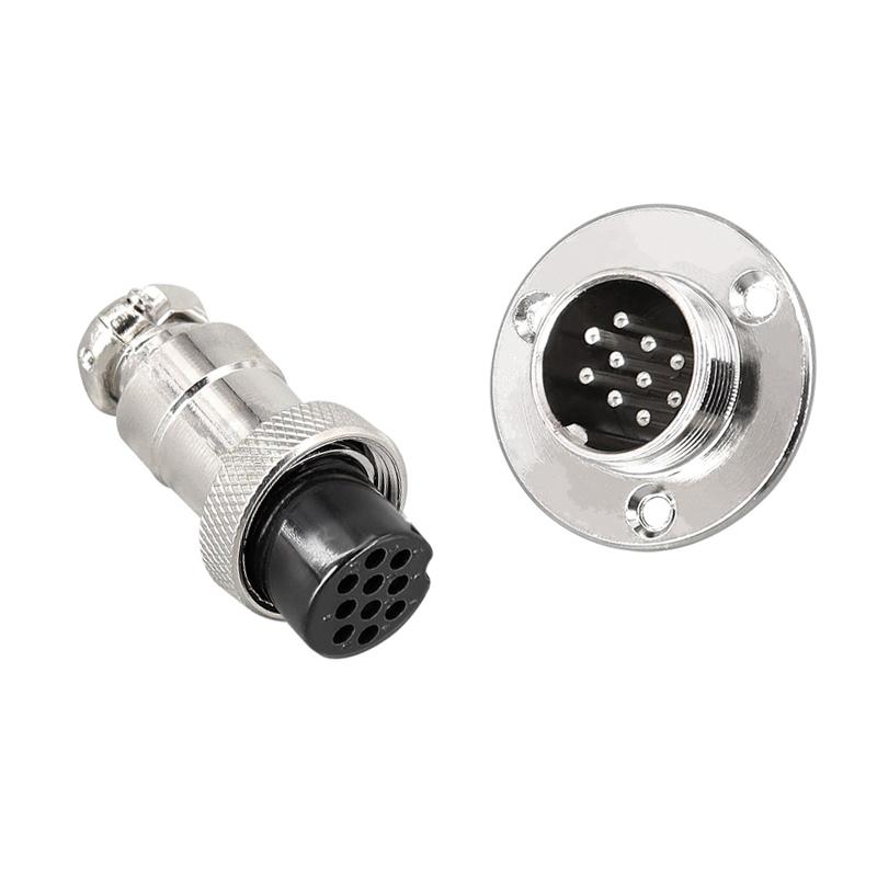 5/10sets GX12 16 20 Flange mounting 3-hole fixing aviation connector plug&socket 2/3/4/5/6/7/8/9/10/12/14pin circular connectors