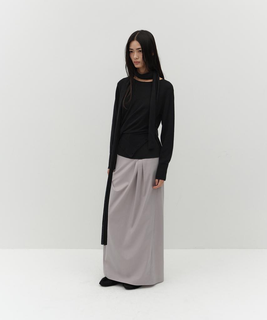 Loutaideu Muffler Side Button Knit [Black]