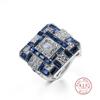 Vintage Stil Großer Blau Weiß AAA+ Zirkonstein Silber Quadratische Ringe Für Frauen Mode Hochzeit Verlobung Heißer Verkauf