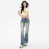 American Spice Girl Low Waist Ripped Jeans Women's Spring and Autumn New Slim and Skinny Horseshoe Flared Pants