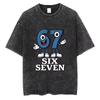 Funny Italian Brainrot Six Seven 67 Number Washed T-shirt Bruh Steal A Bratnrot T Shirts Men's Women's Casual Oversized Tshirt