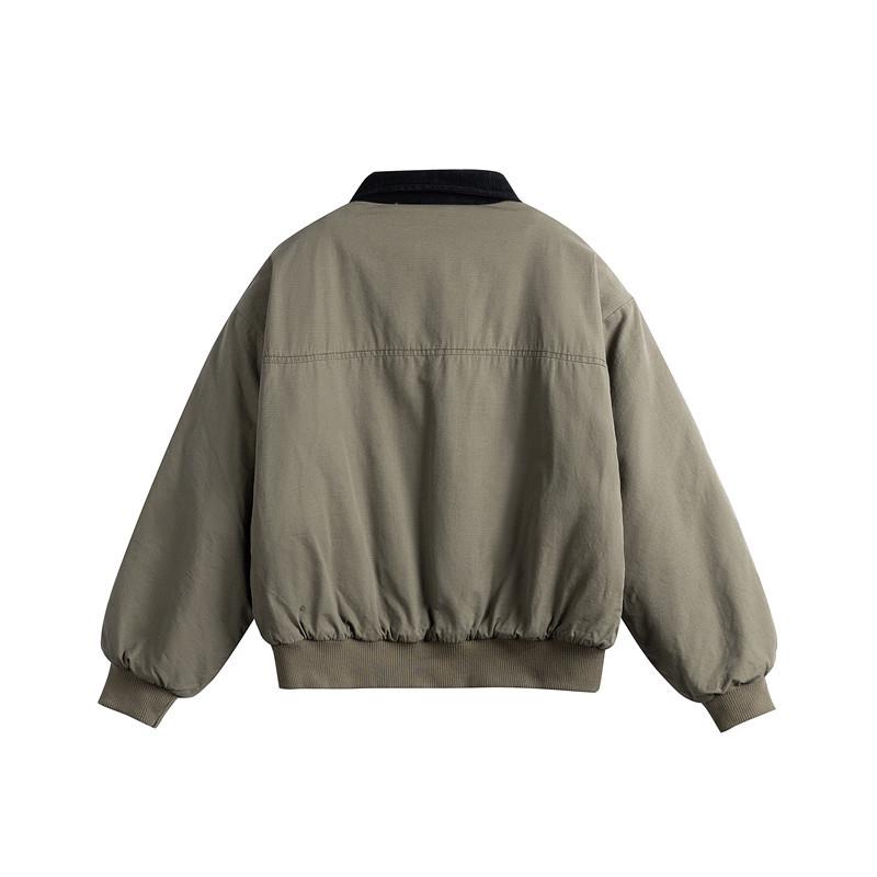 QIYOU 2025 Winter American Retro Patchwork Cotton Padded Lapel Jacket