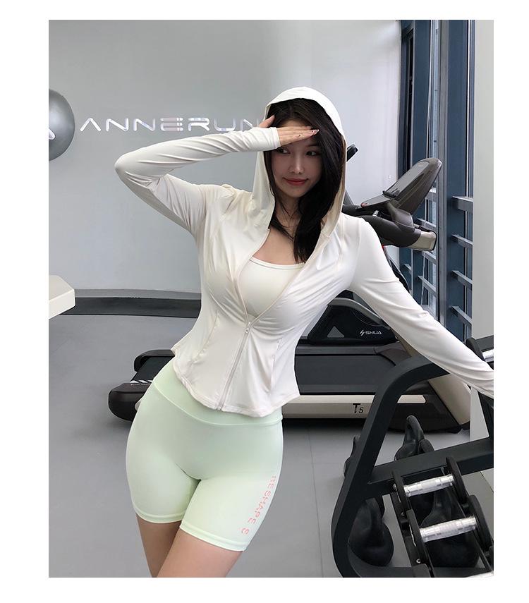 Women's Slimming Hooded Yoga Jacket – Stretchy Zip-Up Cardigan for Running & Fitness