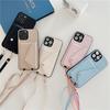 Applicable To Iphone13 Mobile Phone Case Oblique Strap Card Bag Apple 17pro Card Lanyard Back Cover Protective Cover