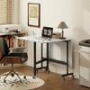 Folding Dining Table on Wheels, for 4-6, 120 cm, Wheels with Brakes, 2 Drop Leaves, White/Black