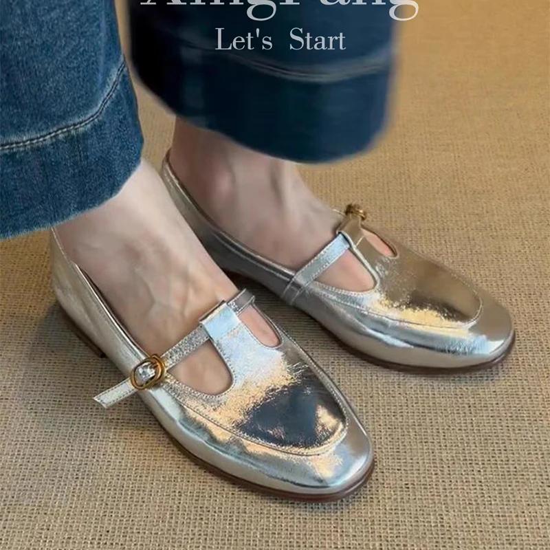 Women's Flats Loafers Shoes Casual Sneakers Shallow Mary Jane Shoes 2025 Summer New Sandals Walking Leather Zapatillas De Mujer