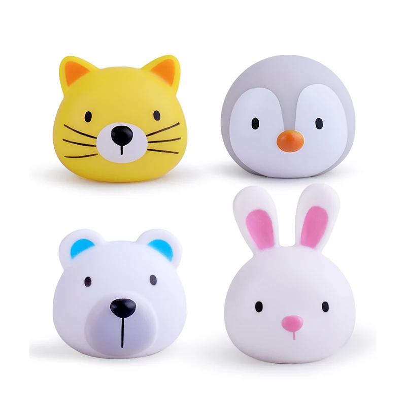 Cute Animals Bath Toy Swimming Water Led Light Up Toys Soft Rubber Float Induction Luminous Frogs For Kids Play Funny Gifts