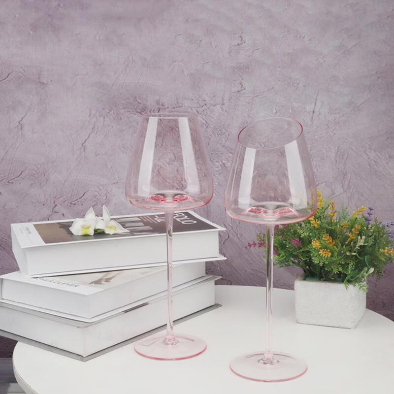 Pink Slanted Rim Red Wine Glass