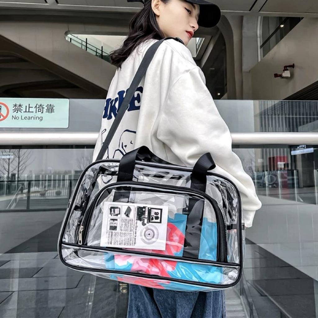 Trend Transparent Trip Beach Sling Carry Bags Roomy PVC Sports Jelly Shoulder Bags Compact Toiletry Organizer Handbags