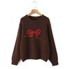 INS Fashion Bow Pattern Jacquard Pullover Sweater