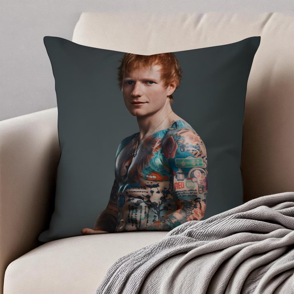 Lyrical  Down to earth POP Singer EEd Sheeran Cushion Cover Pillowcase Antidustmite Invisible Zipper Short Plush Sofa Cushion