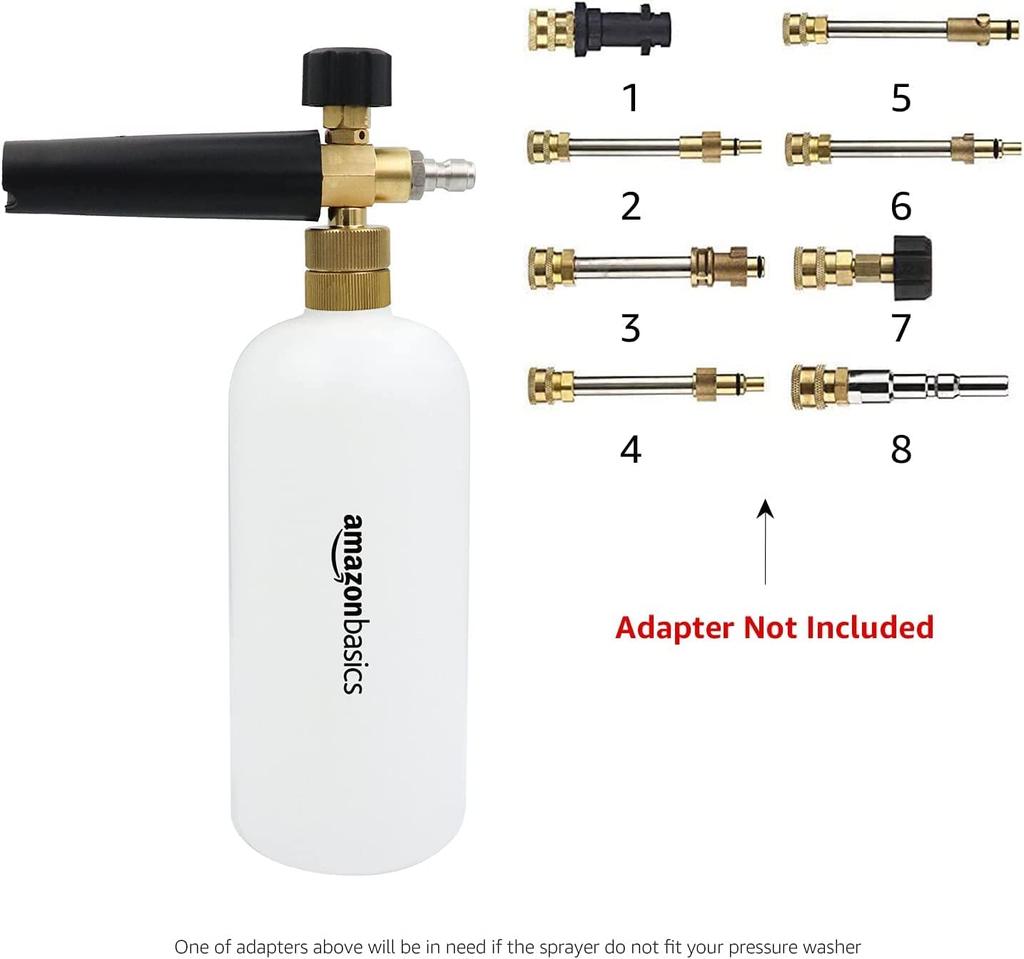 Amazon Basics Foam Cannon with 0.6cm Quick Connector for Pressure Washers, 1L