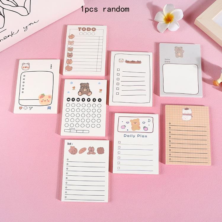 

Kawai Stationery Bear Notebook 50 Page Small Portable Tearable and Adhesive Paper Lovely Office Student Plan Message Notes