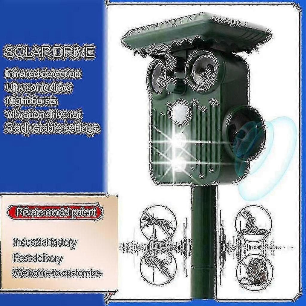 Ultrasonic Solar Deer Repeller - 5 Adjustable Modes - Get Rid Of Deer In 48 Hours -DGZD