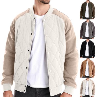 Men's Winter Solid Color Fleece Quilted Thickened Jacket Men's Casual Jacket Raglan Sleeve Jacket