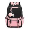 WEPZSXO Mädchen Rucksack Stilvoll Große Kapazität Schultasche Reise Rucksack 29x16x46cm Rosa Schwarz Leicht Langlebig Polyester