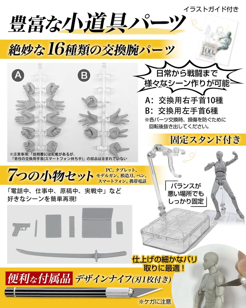 CHALAN Drawing Articulated Figure with Stand by Professional Manga Full Body Human Anatomy Drawing Base Muscular Drawing Character Sketch Female Skin