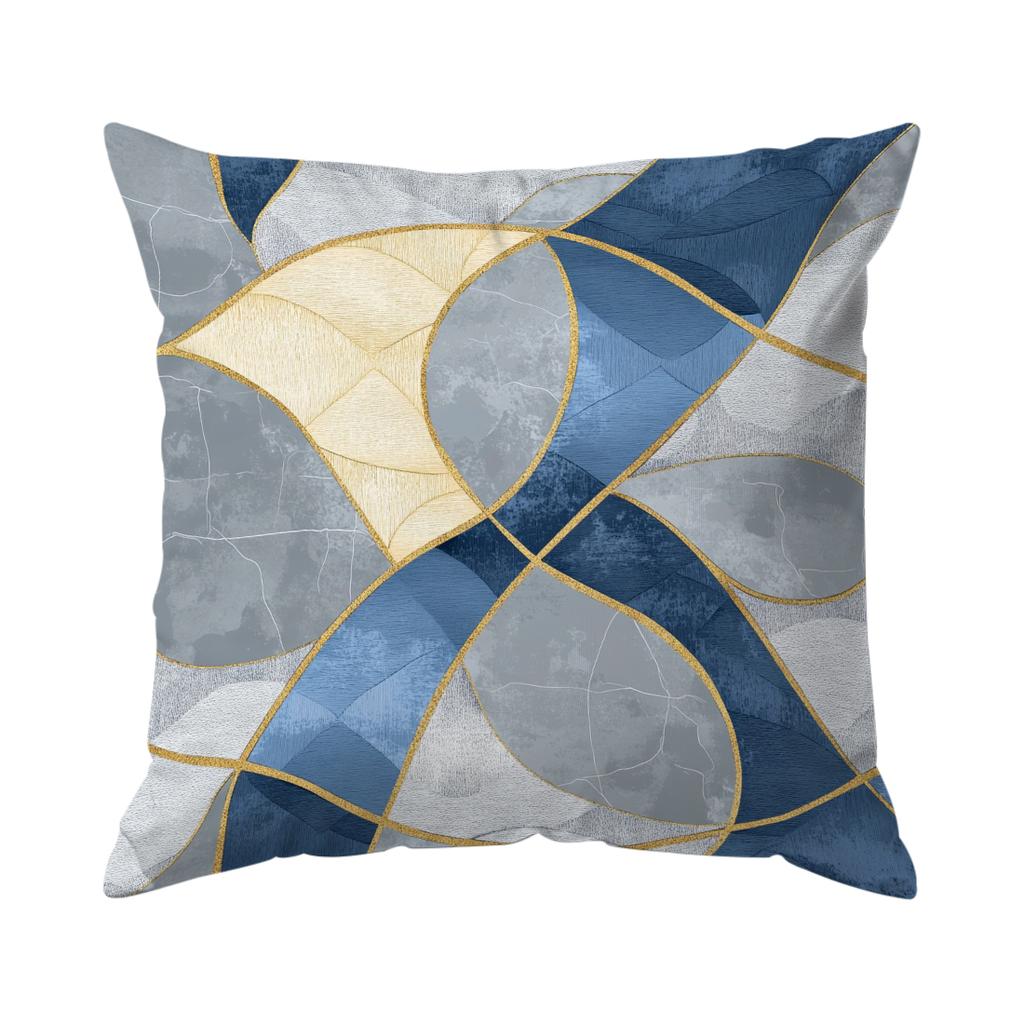 Blue Geometric Stitching Cushion Covers Pillowcase Home Decor Bedroom Sofa Cushion Cover Living Room Car Home Decor