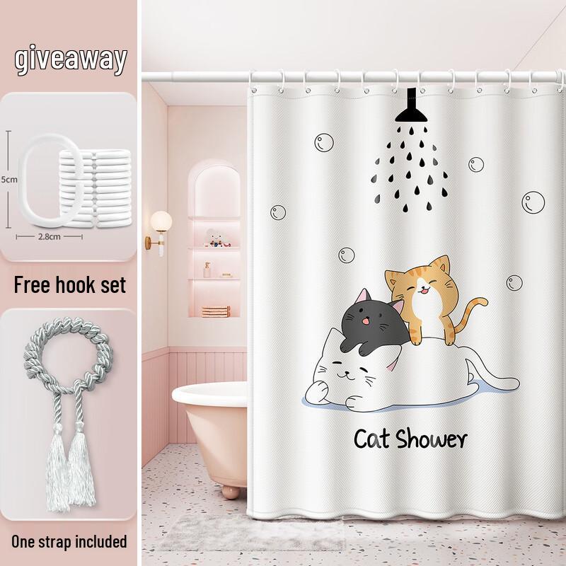 

Shower Cat Waterproof Mildew-Resistant Polyester Shower Curtain