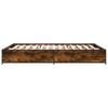 Bed Frame Smoked Oak 140 x 200 cm Wood Based Panel and Metal