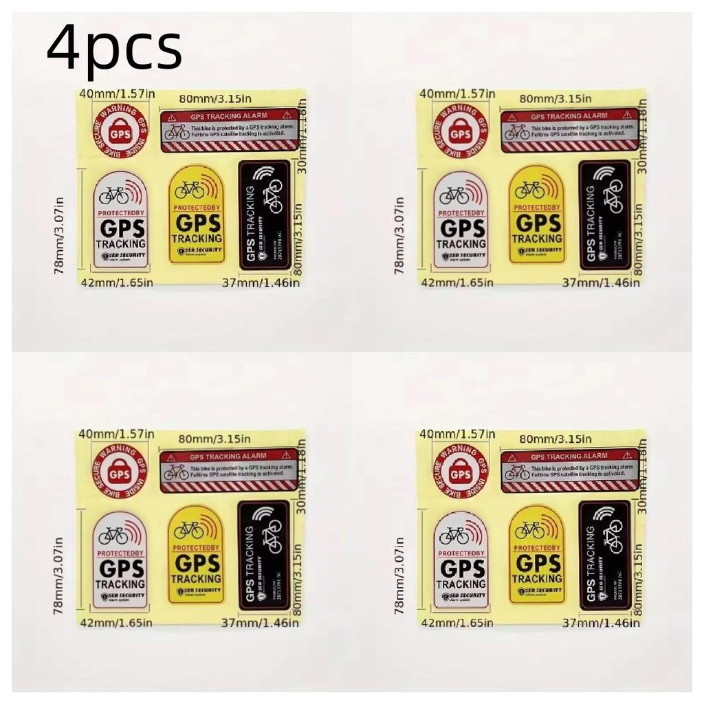 1/2/3/4pcs GPS Tracking Alarm Sticker MTB Road Bike Scooter Motorcycle Anti-Theft Decal Warning Reflective Paster For Bicycle