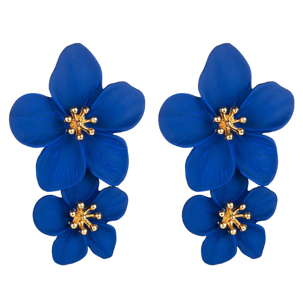 New Versatile Earrings Korean Style Geometric Flower Earrings for Women Ins Fashion European and