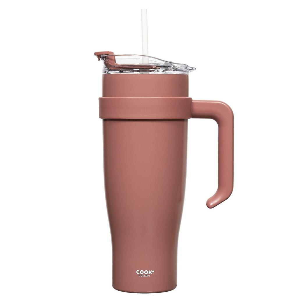 Miami Thermal Mug 1.2L Pink With Straw And Handle