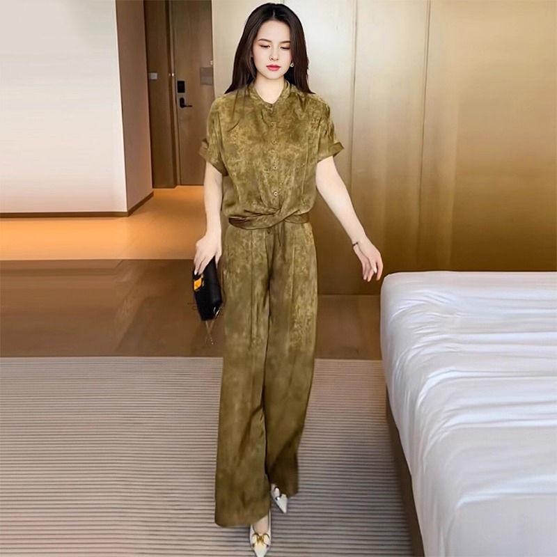 2025 New Korean Chic Women's Summer Suit - Loose Slim Drape Wide-Leg Pants Two-Piece