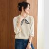 Women's Elegant Autumn Lapel Knitted Sweater, Fake Two-Piece Loose Top