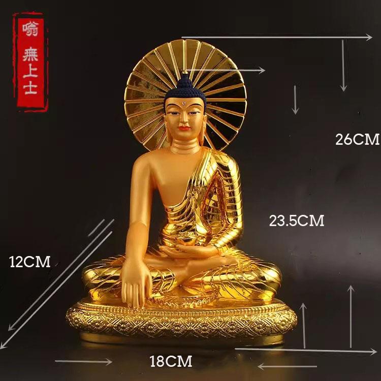 

Золотое украшение Будды Шакьямуни, статуя Будды, буддийский буддизм Татхагаты, изделия ручной работы из смолы, мелкий домашний декор светло-серый