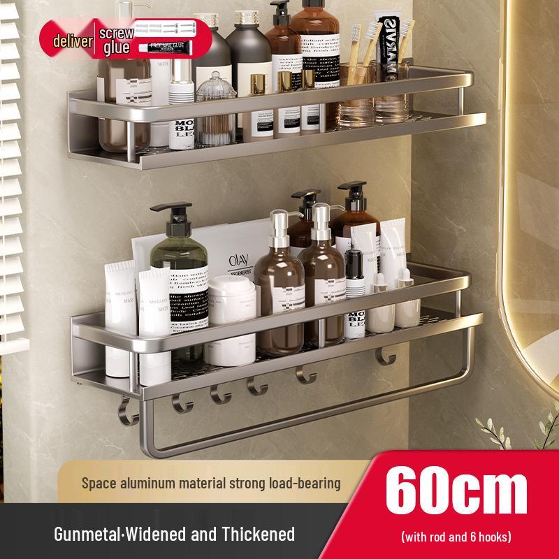 Wall-Mounted Bathroom Shelf & Shower Storage Rack - No Drill