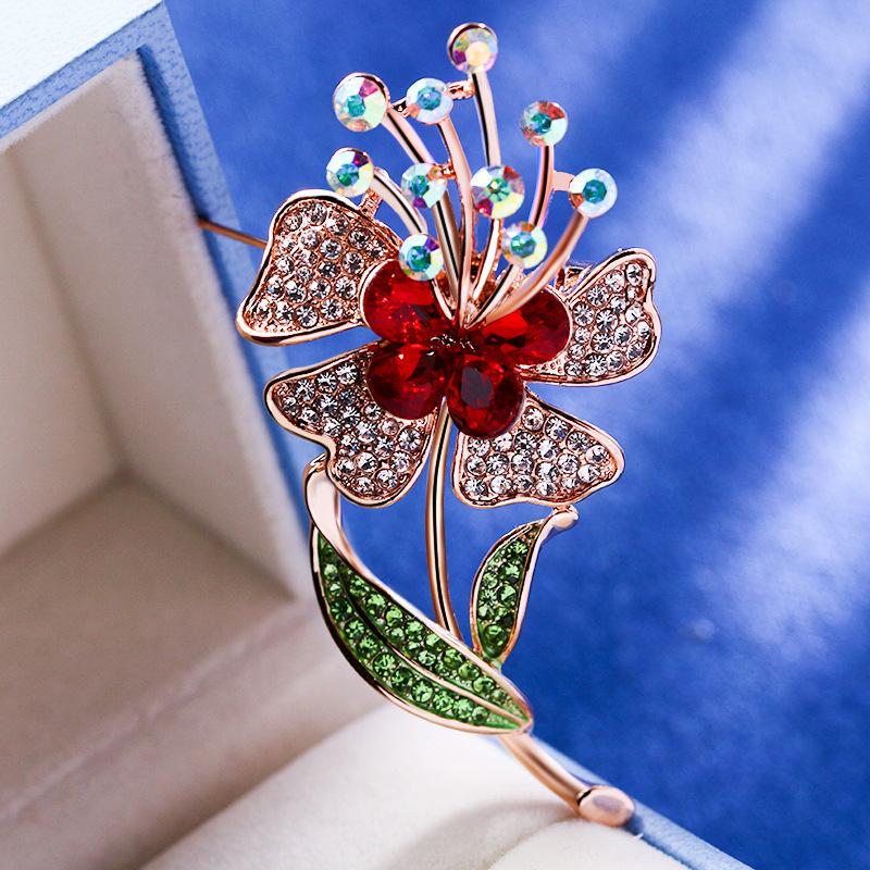 Bo Xin Yun Korean Style Rhinestone Flower Brooch - Fashionable Alloy Corsage Pin