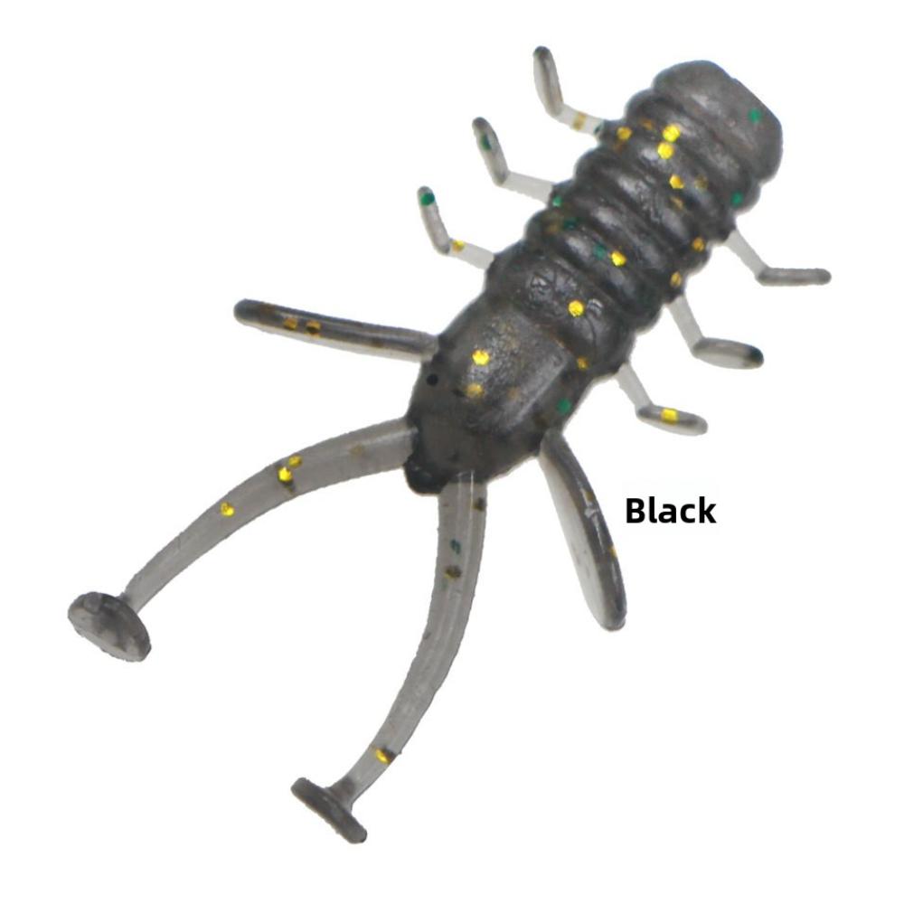 

20pcs/Bag 29mm Size Micro Worm Fishing Lure Floating Design Silicone Plastic Swimbait Bait Fishing Black-20pcs