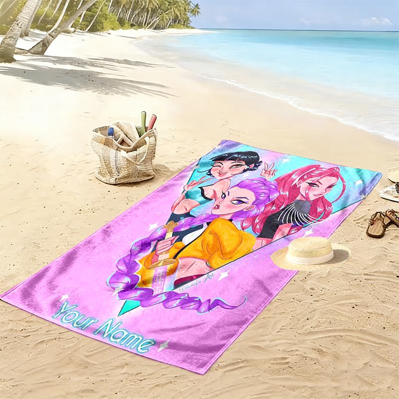 Custom NameGangster Girls Artwork Beach Towel Soft Microfiber Summer Towel Quick Dry Absorbent Towel for Beach Swimming Pool Travel