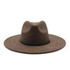 Traditional Ethnic Style Fedora Hat With Suede Fabric And Wide Brim For Winter Wear