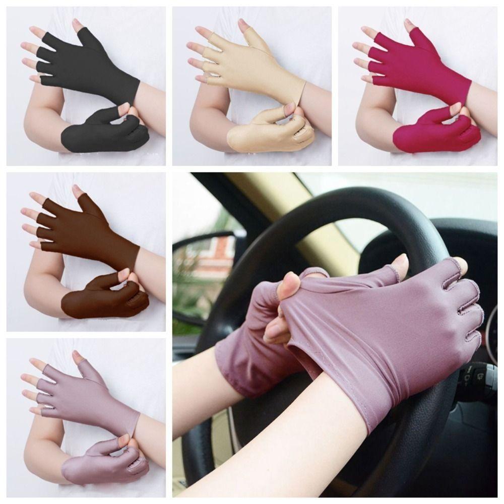 1 Pair Ice Silk Thin Ice Silk Gloves Semi-finger Half Finger Gloves  Summer