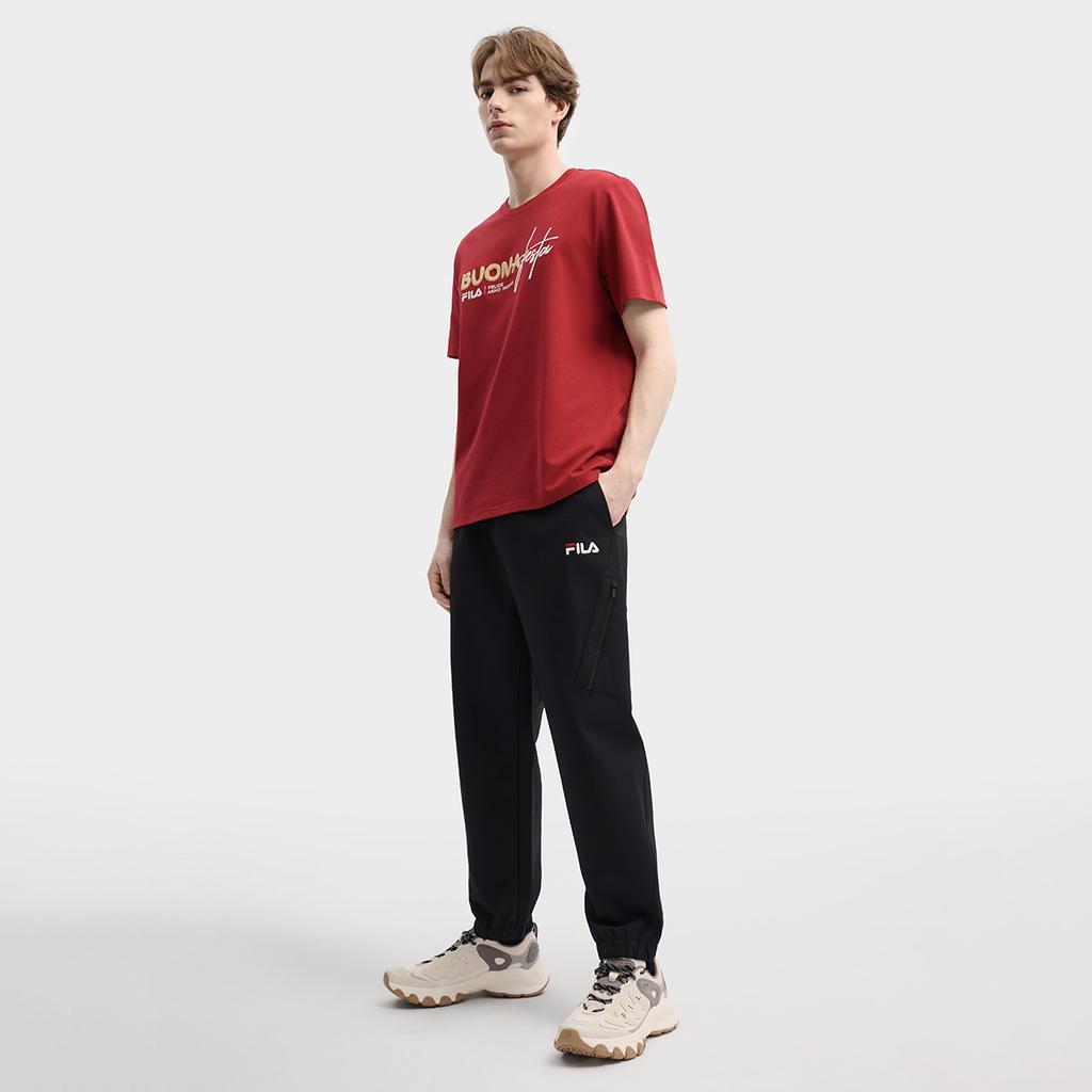 FILA CNY Classic Retro Simple Sports Style Warm Fleece Jogger Pants Men bottoms Black F11M619806FBK